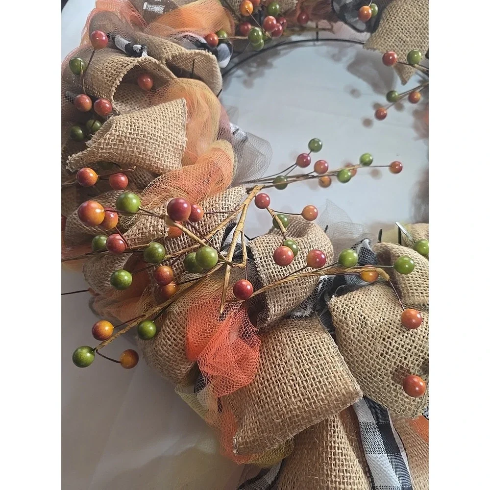Artificial Fall Wreath Door Wall Autumn Harvesr Thanksgiving Decor 14‎ Picks